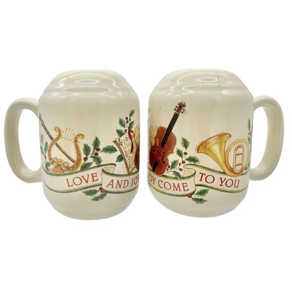 Christmas Holiday Salt Pepper Shaker Set Musical Theme Love And Joy Come To You - Picture 1 of 7